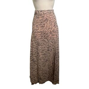 Lovers + Friends Tan & Black Patterned Maxi Skirt with Front Slits Size Small